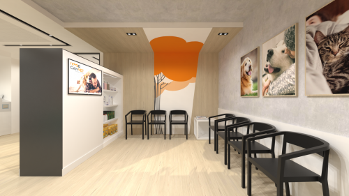 diseño sala espera clinica veterinaria