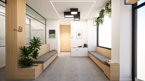 sala-de-espera-clinica-dental-confort-madera